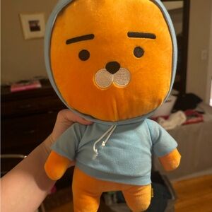 Kakao Ryan Friends plush doll in a blue hoodie